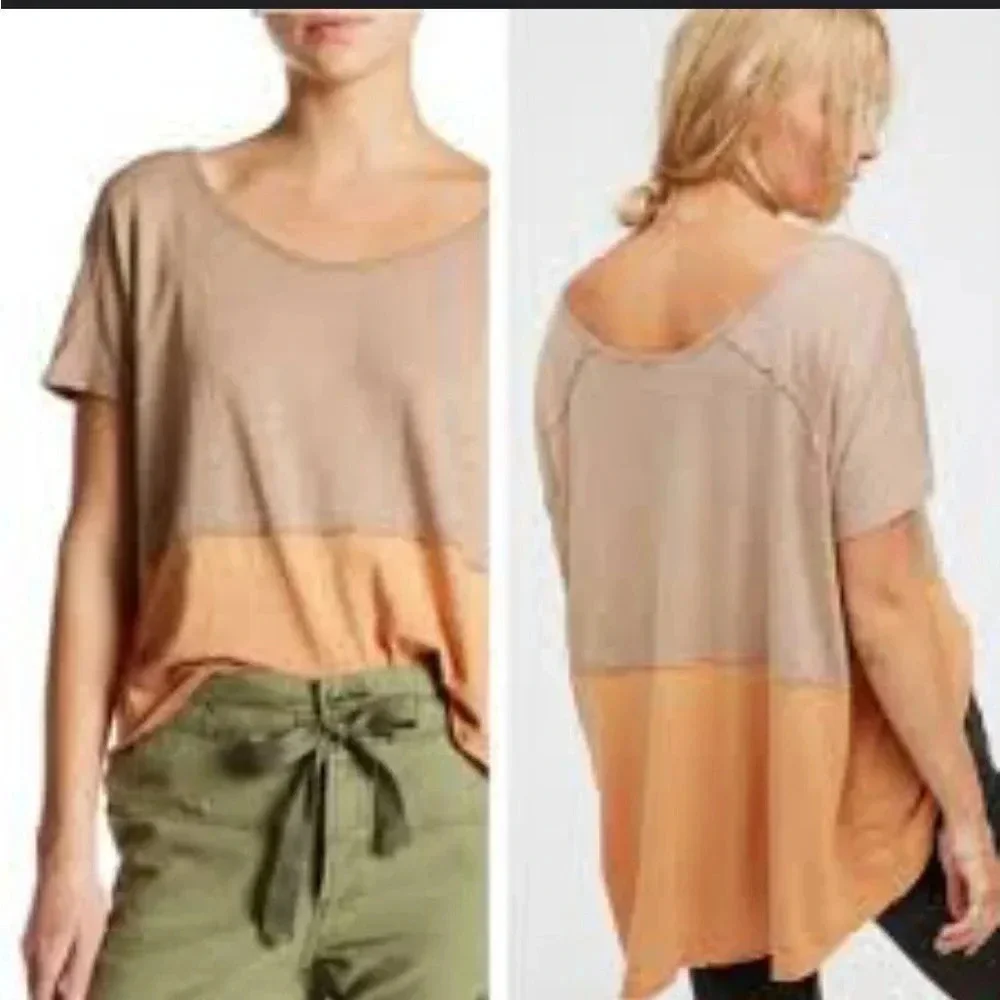 FREE PEOPLE MIDNIGHT COLOR BLOCK TEE